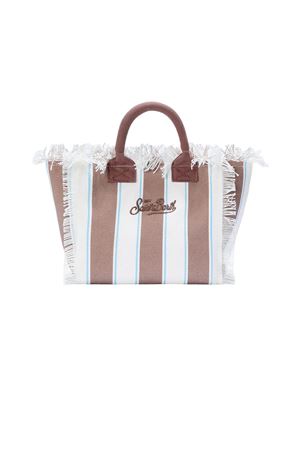 Borsa in canvas di cotone marrone e bianco SAINT BARTH KIDS | COL000102597L